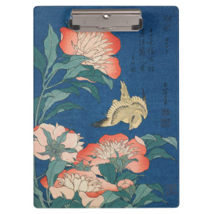 Porte-bloc L'art japonais d'Hokusai Pivoines et Canari