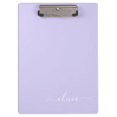 Porte-bloc Lavande Purple Script Moderne Fille Monogramme Nom (Devant)