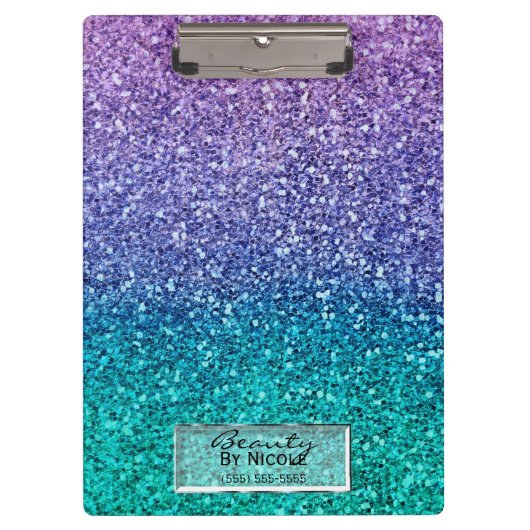 Porte-bloc Lavender Purple & Teal Aqua Green Sparkly Glitter (Devant)