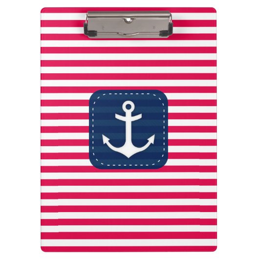 Porte-bloc Le blanc rouge nautique barre l'ancre de bannière (Devant)
