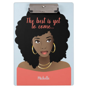 Porte-bloc Le meilleur est encore à venir, Femme noire, Bleu