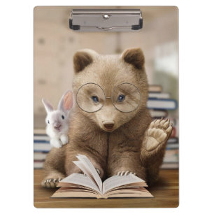 Porte-bloc Lecteur Ours Cadeaux Et Lapin Lire Livres