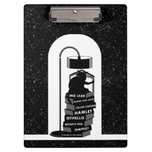 Porte-bloc Lecture de chats noir et blanc Shakespeare Players
