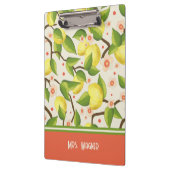 Porte-bloc Lemon Jaune Nom Personnalisé Floral Enseignant (Gauche)
