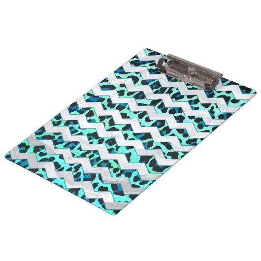 Porte-bloc Léopard noir et Turquoise (Incliné)