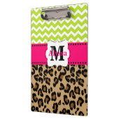 Porte-bloc Léopard rose vert Chevron personnalisé (Gauche)