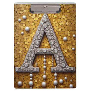 Porte-bloc Lettre A incrustée de bijoux sur fond de mosaïque