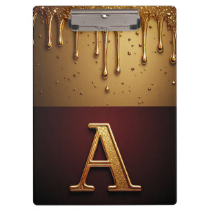 Porte-bloc Lettre A Monogramme Doré Avec Métal Qui Dégouline
