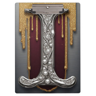 Porte-bloc Lettre I Monogramme de Luxe avec Paillettes