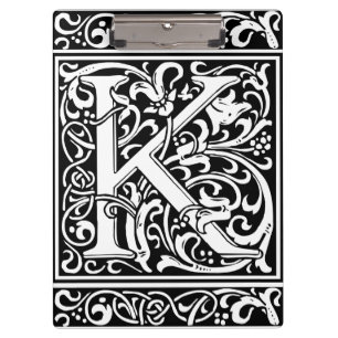 Porte-bloc Lettre K Monogramme Art Nouveau Médiéval
