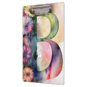 Porte-bloc Lettre personnalisée B Aquarelle florale Enseignan (Gauche)