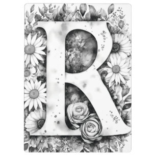 Porte-bloc Lettre personnalisée R Aquarelle florale de l'ense