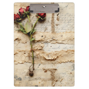 Porte-bloc Lettre vintage d'amour parchemin avec fleurs (2)