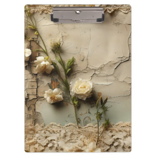 Porte-bloc Lettre vintage d'amour parchemin avec fleurs (3)