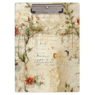 Porte-bloc Lettre vintage d'amour parchemin avec fleurs (6)