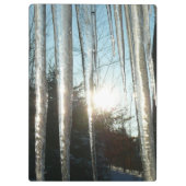 Porte-bloc Lever du soleil à travers Icicles hiver Photograph (Dos)