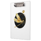 Porte-bloc libellule d'or en cercle noir (Gauche)