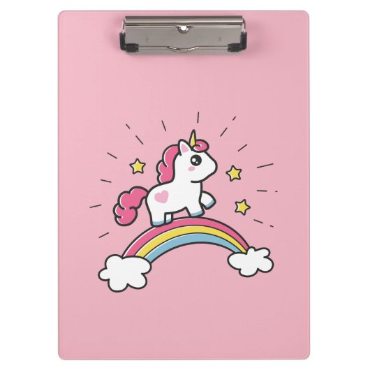 Porte-bloc Licorne mignonne sur une conception d'arc-en-ciel (Devant)