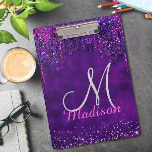 Porte-bloc Licorne rose violet mignonne avec monogramme et go