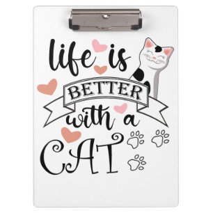 Porte-bloc Life is Better With a Cat quote slogan