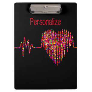 Porte-bloc Ligne EKG coeur médical noir rouge