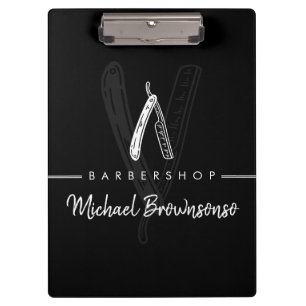 Porte-bloc Ligne Noir Blanc Logo Minimal Rasoir Barbier