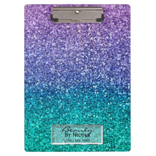 Porte-bloc Lila Violet & Sarcelle Vert Aqua Pailleté scintill