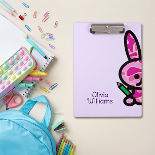 Porte-bloc Lilac Cute Camouflage Lapin Lapin Nom Personnalisé