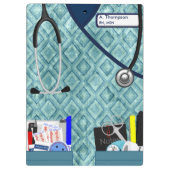 Porte-bloc L'infirmière frotte dans le motif turquoise de (Dos)