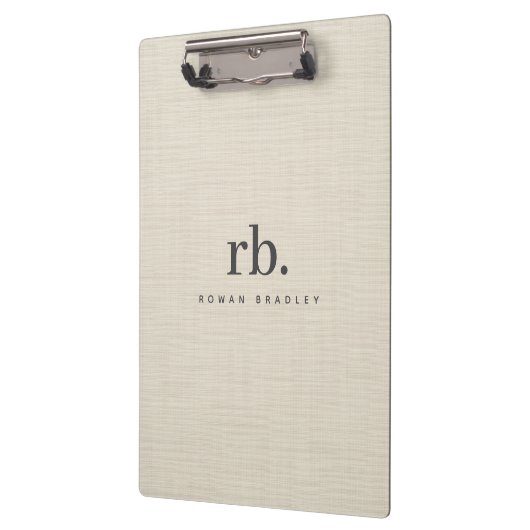 Porte-bloc Linge Beige Crème Texture Simple Élégant Monogramm (Gauche)