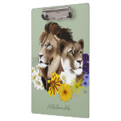 Porte-bloc Lion Lionne Floral Vert (Gauche)