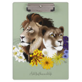 Porte-bloc Lion Lionne Floral Vert (Devant)