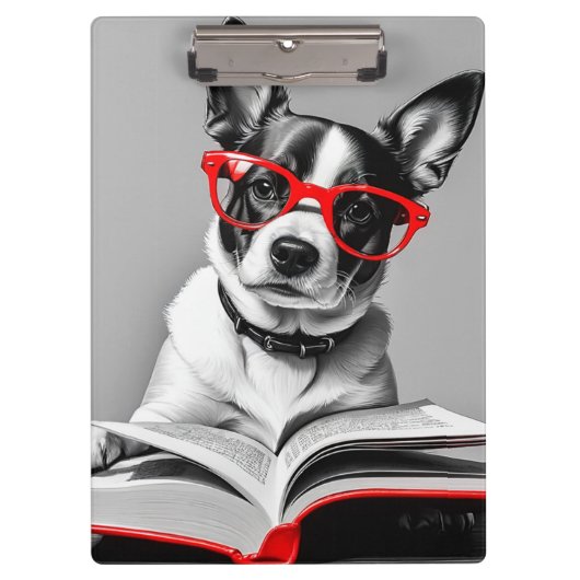 Porte-bloc Livre de lecture de chien (Devant)