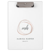 Porte-bloc Logo Abstrait Faux Rose Gold Monogram (Devant)