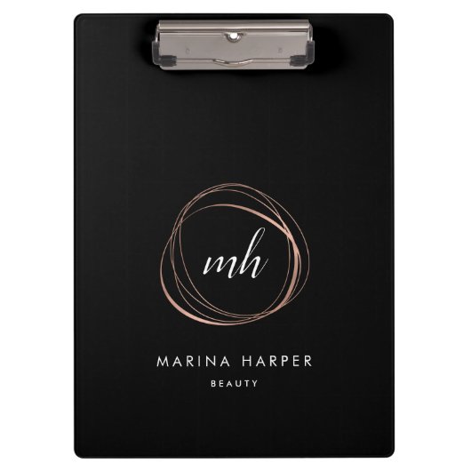 Porte-bloc Logo Abstrait Faux Rose Gold Monogram (Devant)