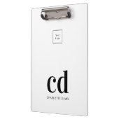 Porte-bloc Logo blanc noir monogramme initiales affaires (Gauche)
