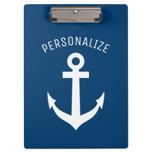 Porte-bloc Logo d'ancre de bateau bleu marine personnalisé