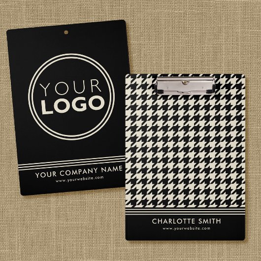 Porte-bloc Logo de l'entreprise Houndstooth Black Off-white B