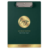 Porte-bloc Logo d'entreprise Emerald Green & Gold Promotionne (Devant)