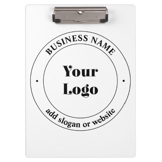 Porte-bloc Logo d'entreprise et texte promotionnel | Blanc (Devant)