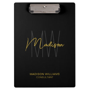 Porte-bloc Logo Monogramme moderne Black Gold Consultant