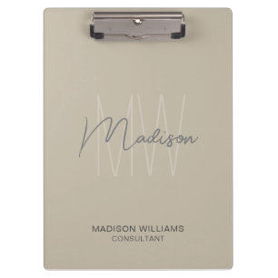 Porte-bloc Logo Monogramme Moderne Consultant Beige
