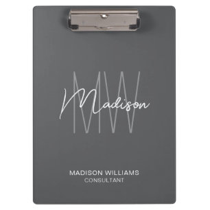 Porte-bloc Logo Monogramme Moderne Consultant Gris