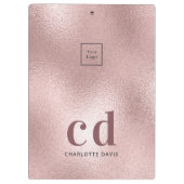 Porte-bloc Logo rose or monogramme initiales affaires (Dos)