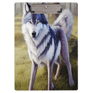 Porte-bloc Loup coloré debout