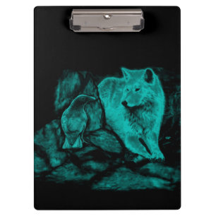 Porte-bloc Loup et corbeau dans la nuit