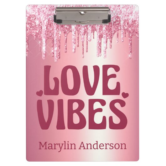 PORTE-BLOC LOVE VIBES VALENTINE PINK PARTIES SCINTILLANT DRIP (Devant)