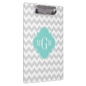 Porte-bloc Lt Grey Blanc Chevron Aqua Quatrefoil 3 Monogramme (Swatch)