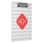Porte-bloc Lt Grey Blanc Chevron Coral Quatrefoil Monogramme (Swatch)