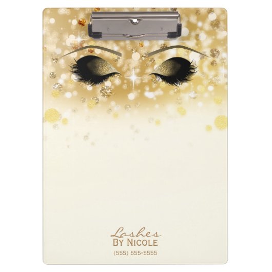 Porte-bloc Lumières brillantes Gold Maquillage Eyes Lashes Mo (Devant)